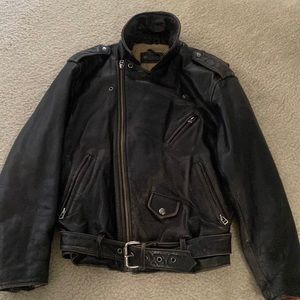dk brown leather Banana Republic vintage biker jacket mens xs (36-38)